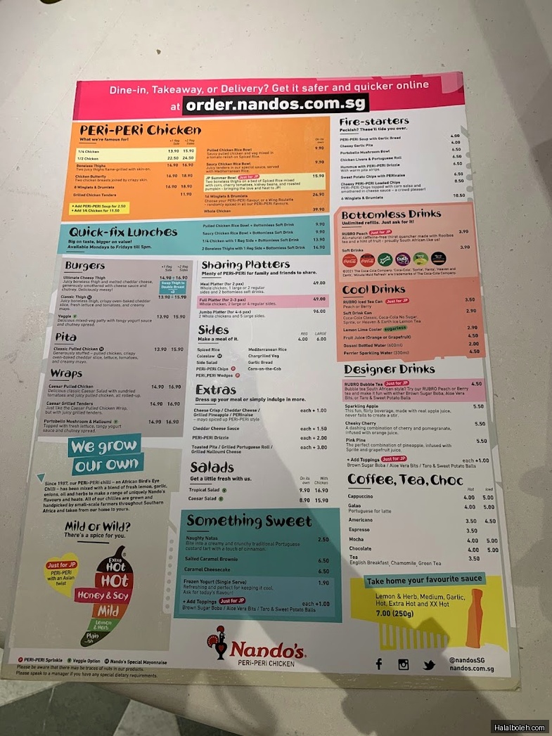 Nando's - menu