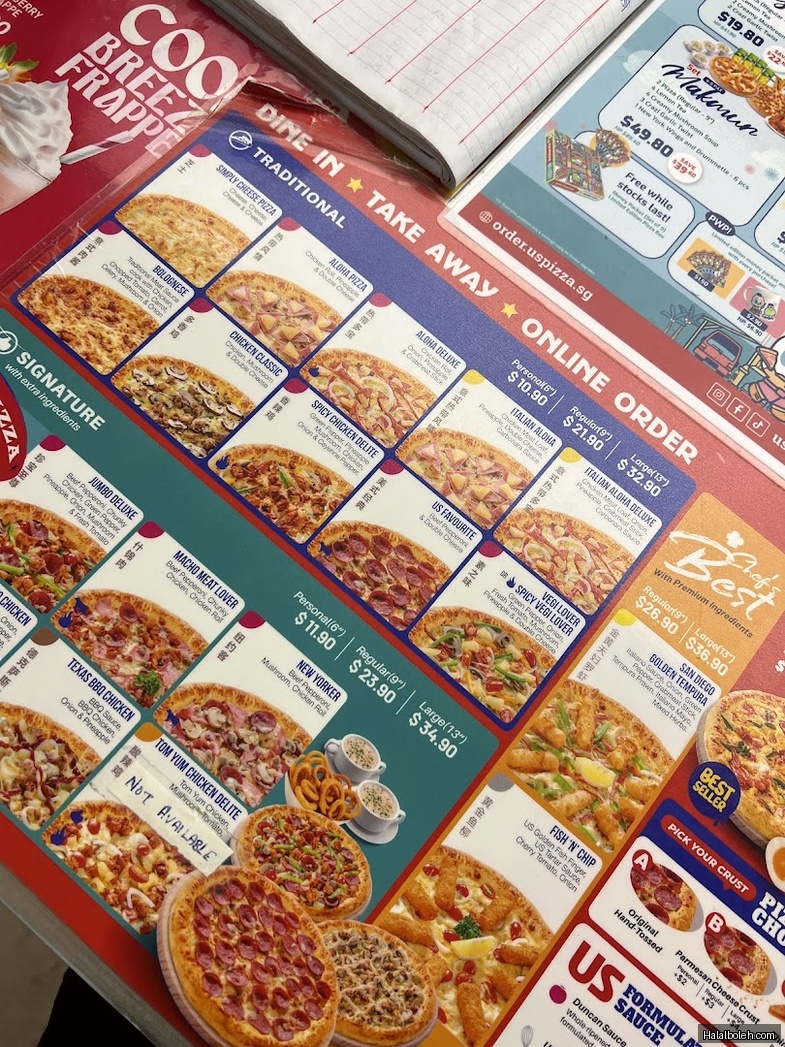 US Pizza at Funan Mall - Menu