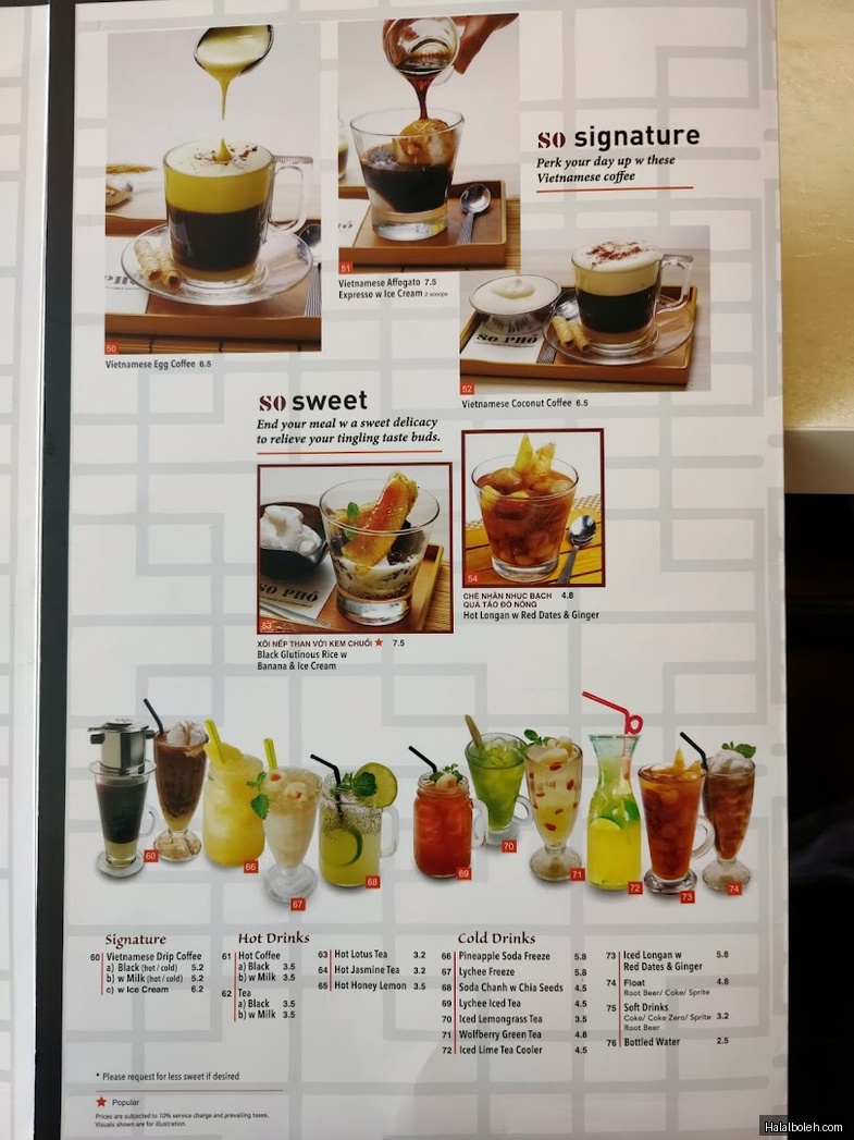 So Pho at 238 Thomson Rd - Menu