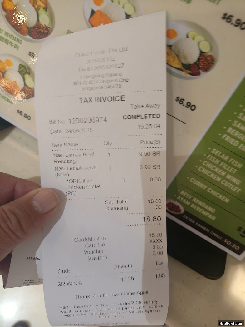 Crave Nasi Lemak - menu