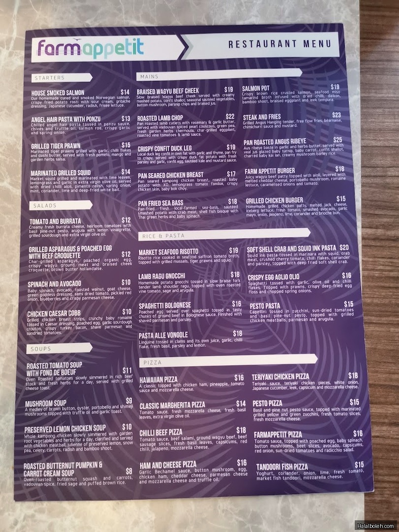 Farm Appetit - menu