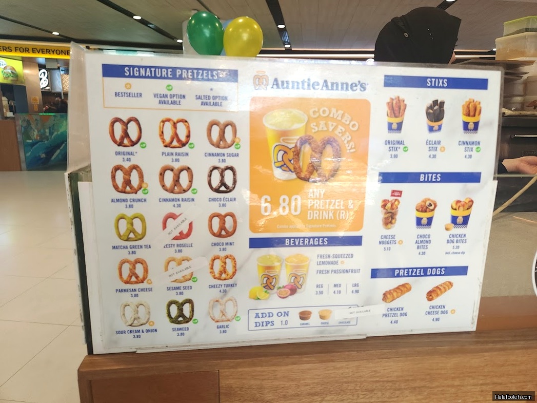 Auntie Anne's - menu