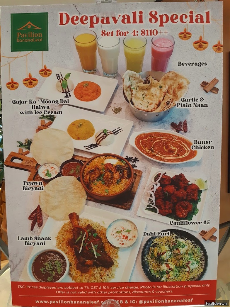 Pavilion Banana Leaf - menu
