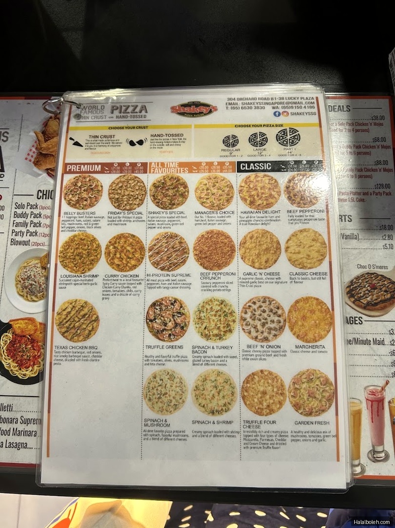 Shakey's Pizza - menu