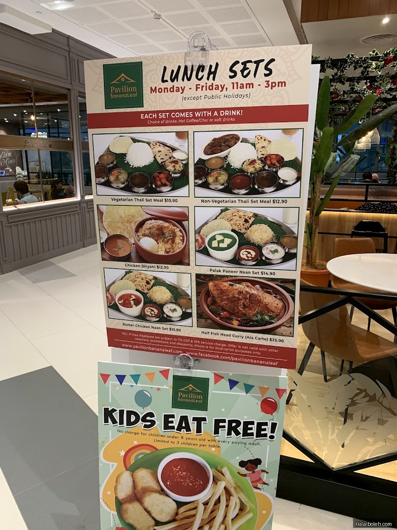 Pavilion Banana Leaf - menu