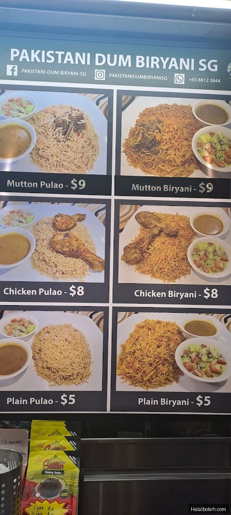 Pakistan Dum Briyani - menu