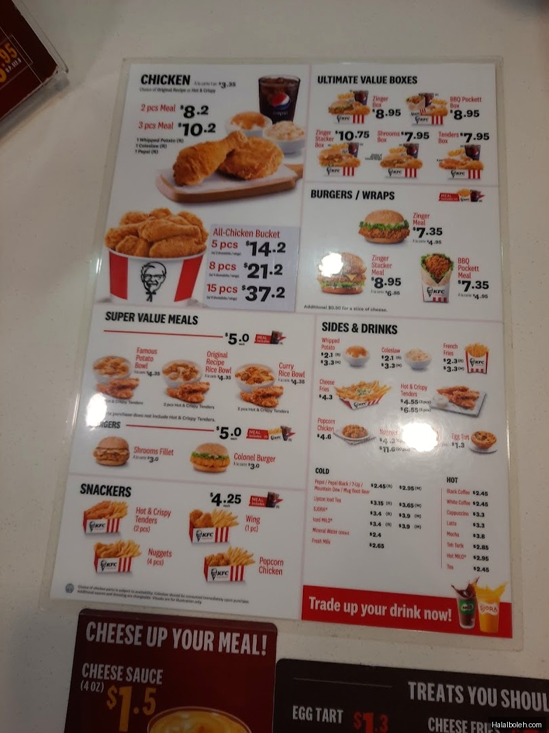 KFC - menu