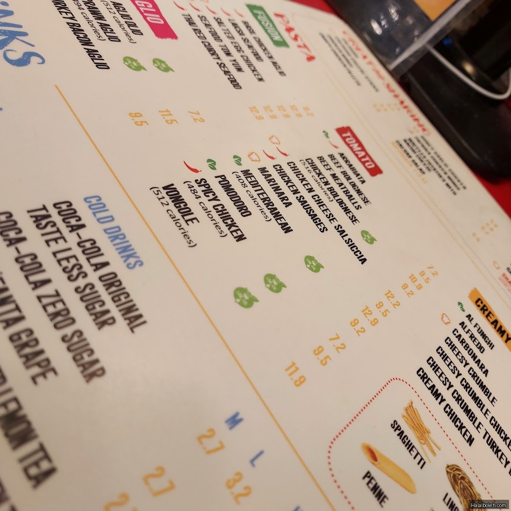 PastaMania - menu