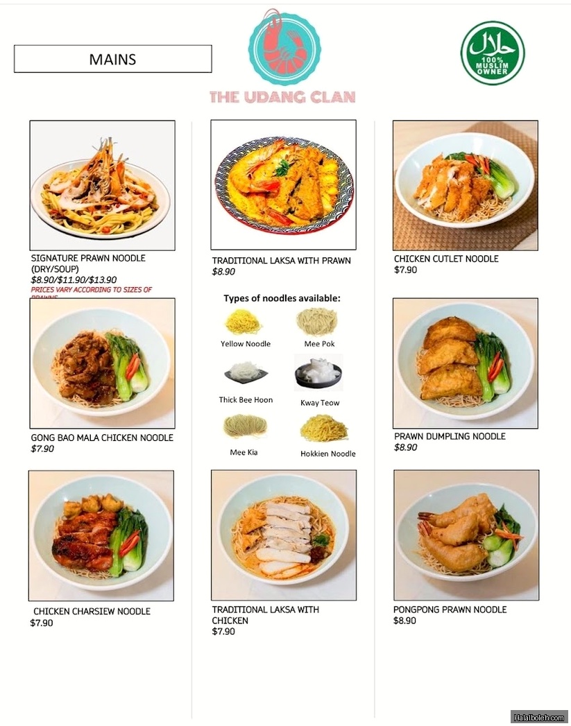 The Udang Clan - menu