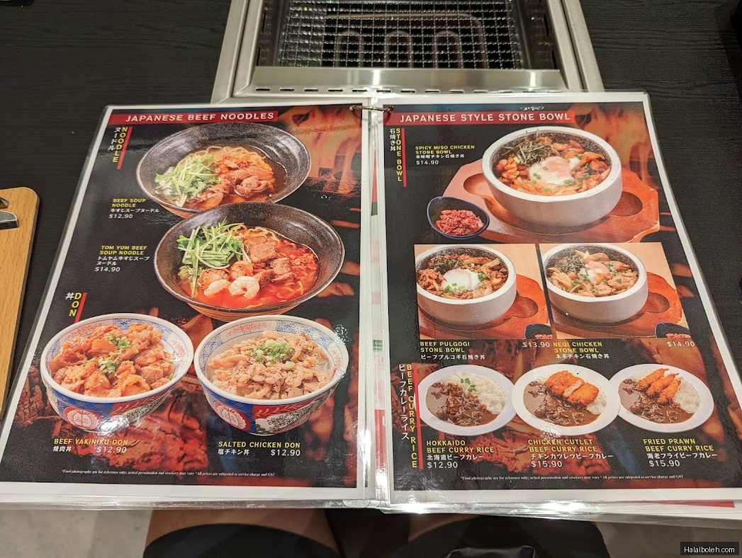 Yakiniku Shokudo - menu