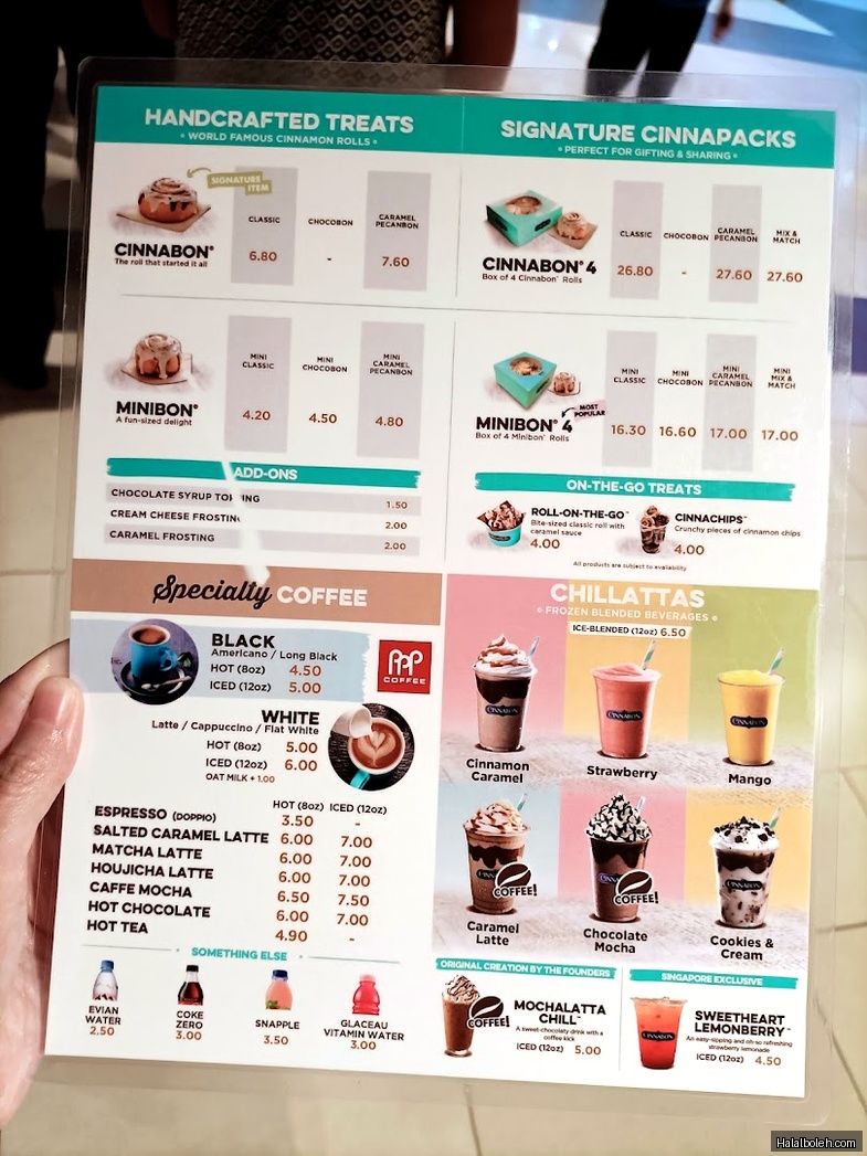 Cinnabon - menu