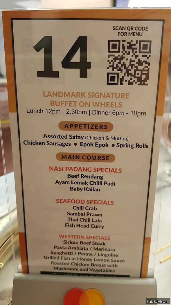 The Landmark at 390 Victoria Street - Menu