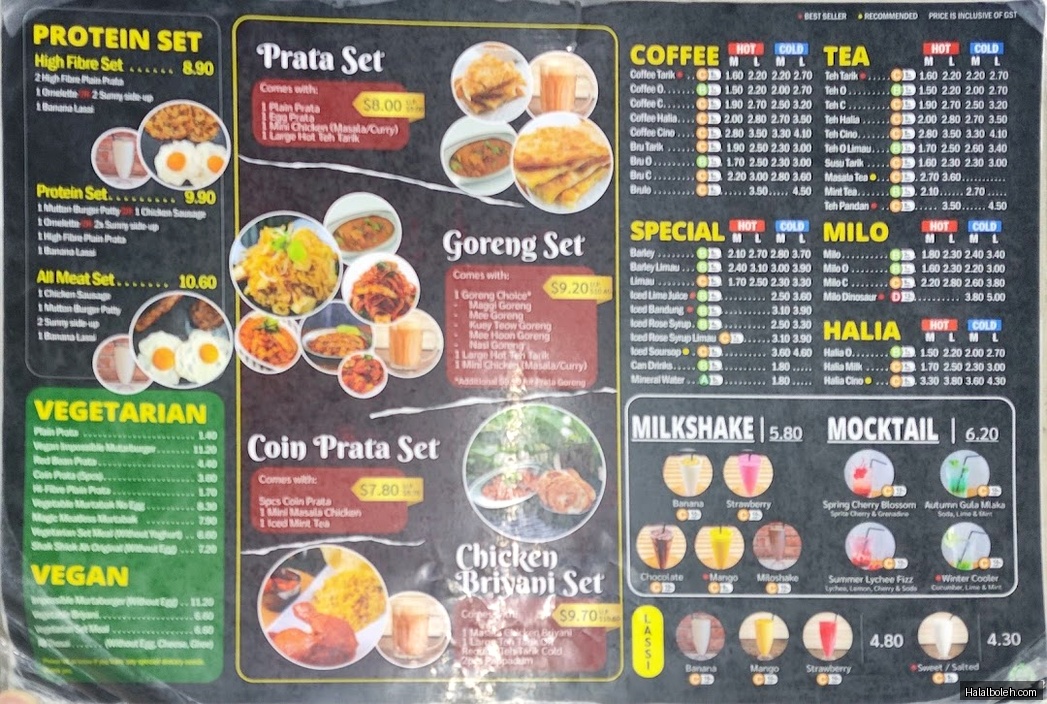 Springleaf Prata Place - menu
