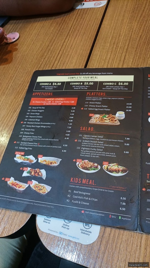 Eighteen Chefs - menu
