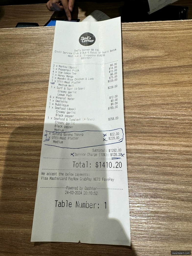 Dad's Corner - menu
