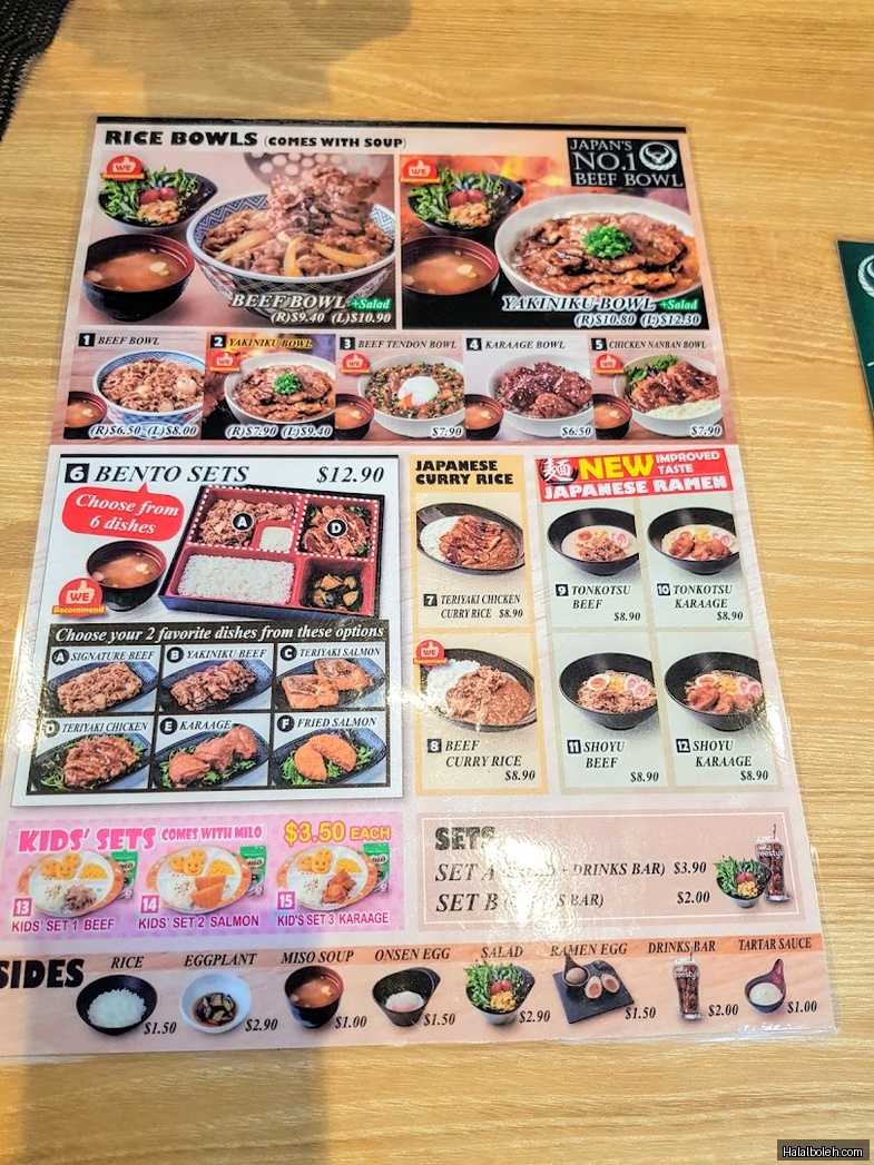 Yoshinoya - menu