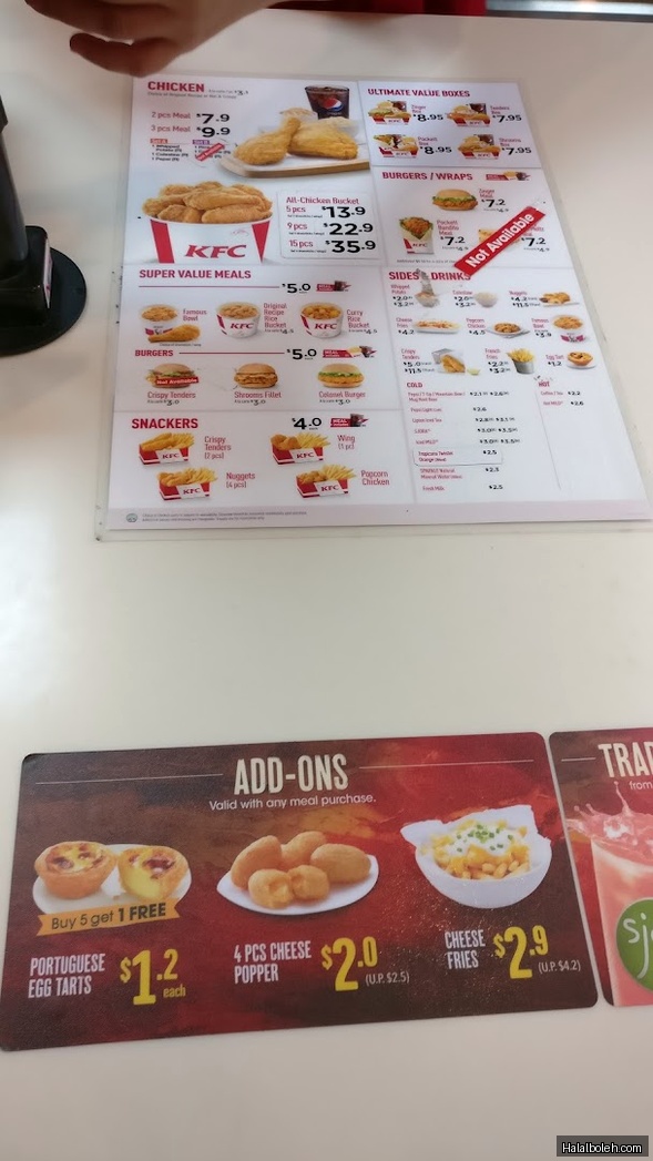 KFC - menu