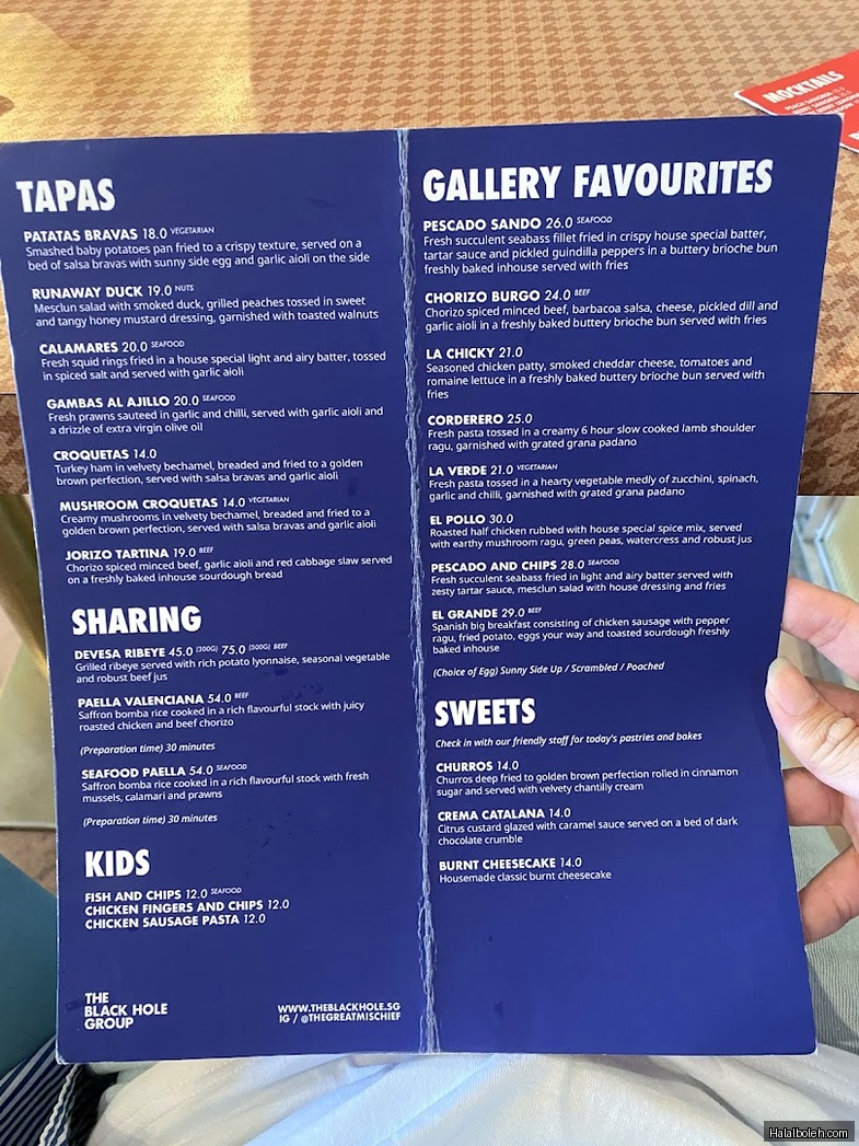 The Great Mischief - menu