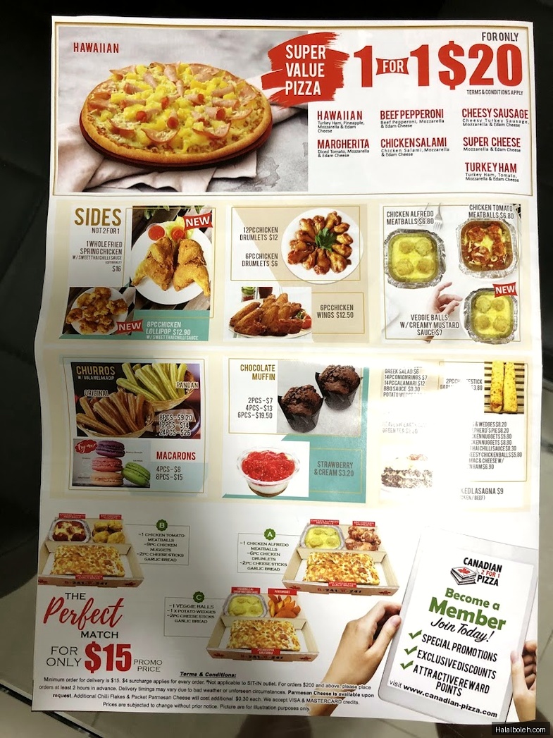 Canadian Pizza - menu