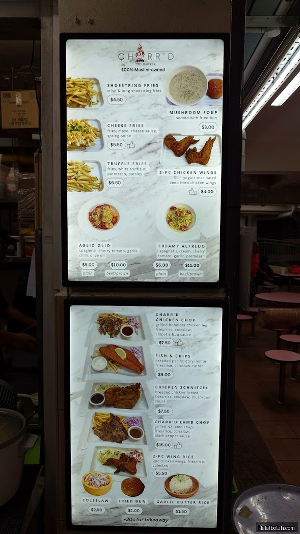 Charr'd The Hawker - menu