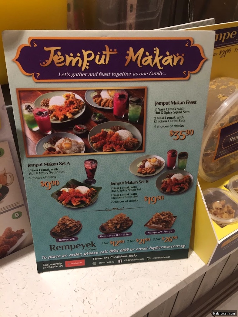 Crave Nasi Lemak - menu