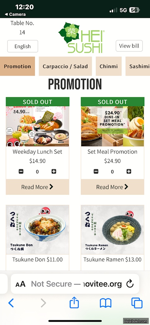 Hei Sushi - menu