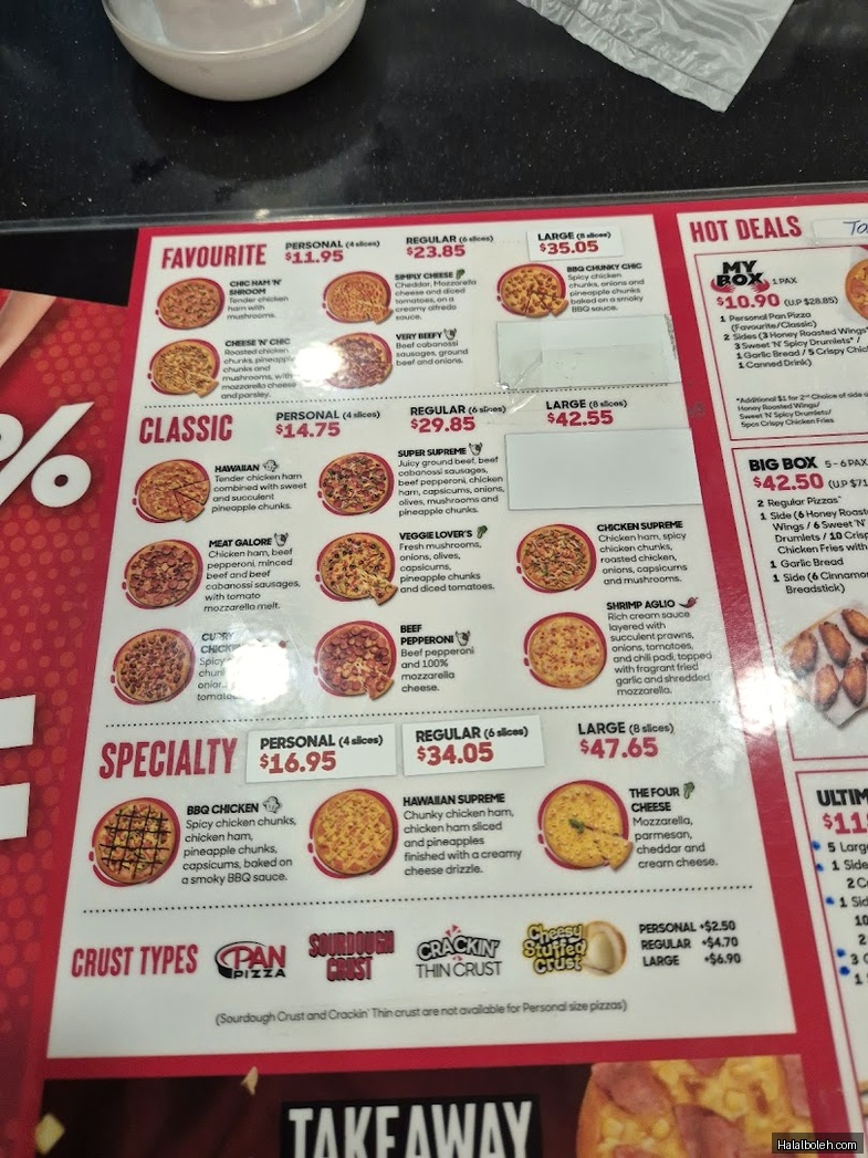Pizza Hut - menu