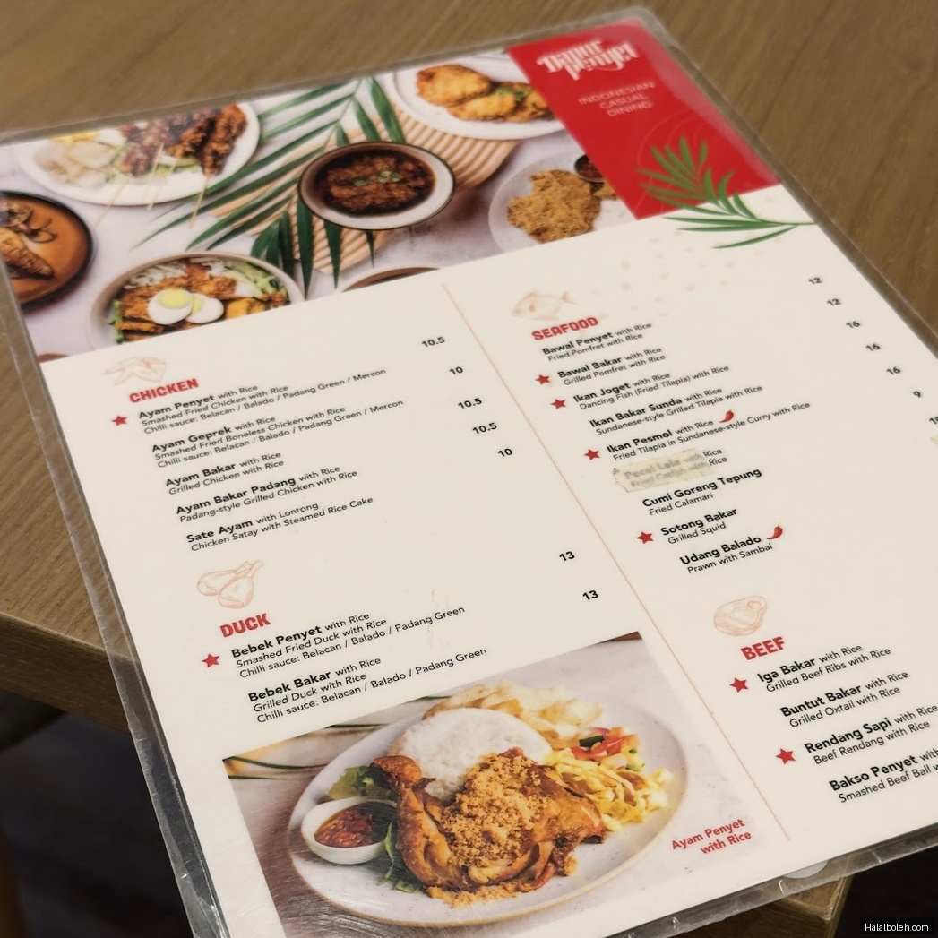 Dapur Penyet - menu