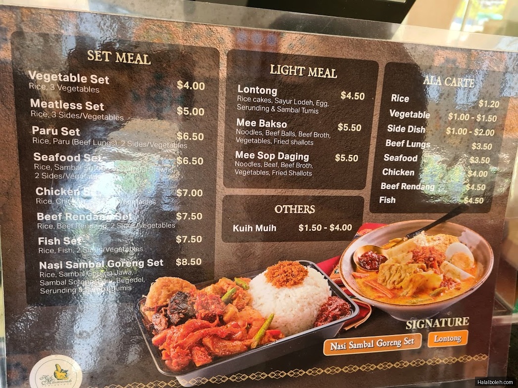 Hjh Maimunah - menu