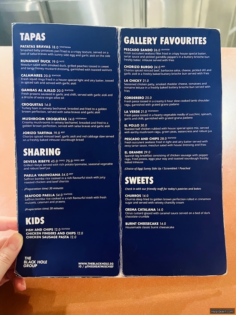 The Great Mischief - menu