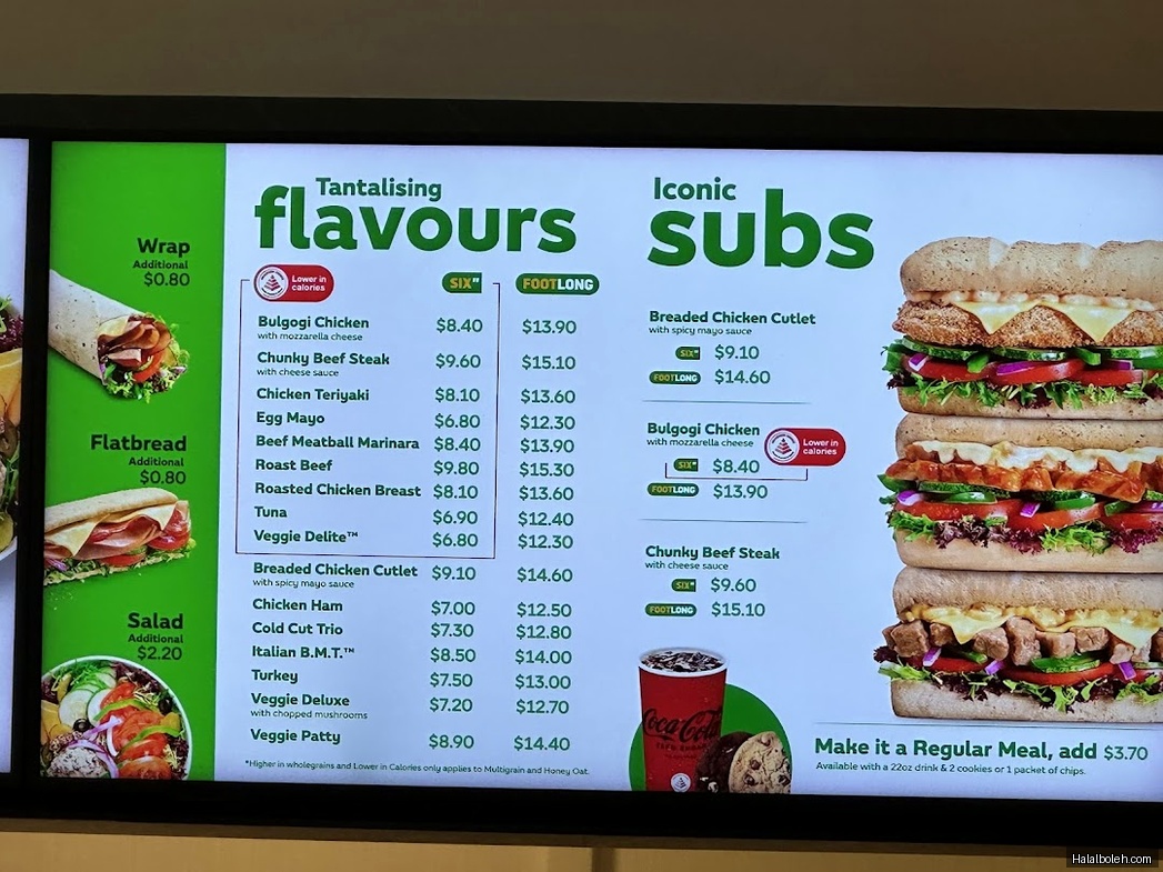 Subway - menu