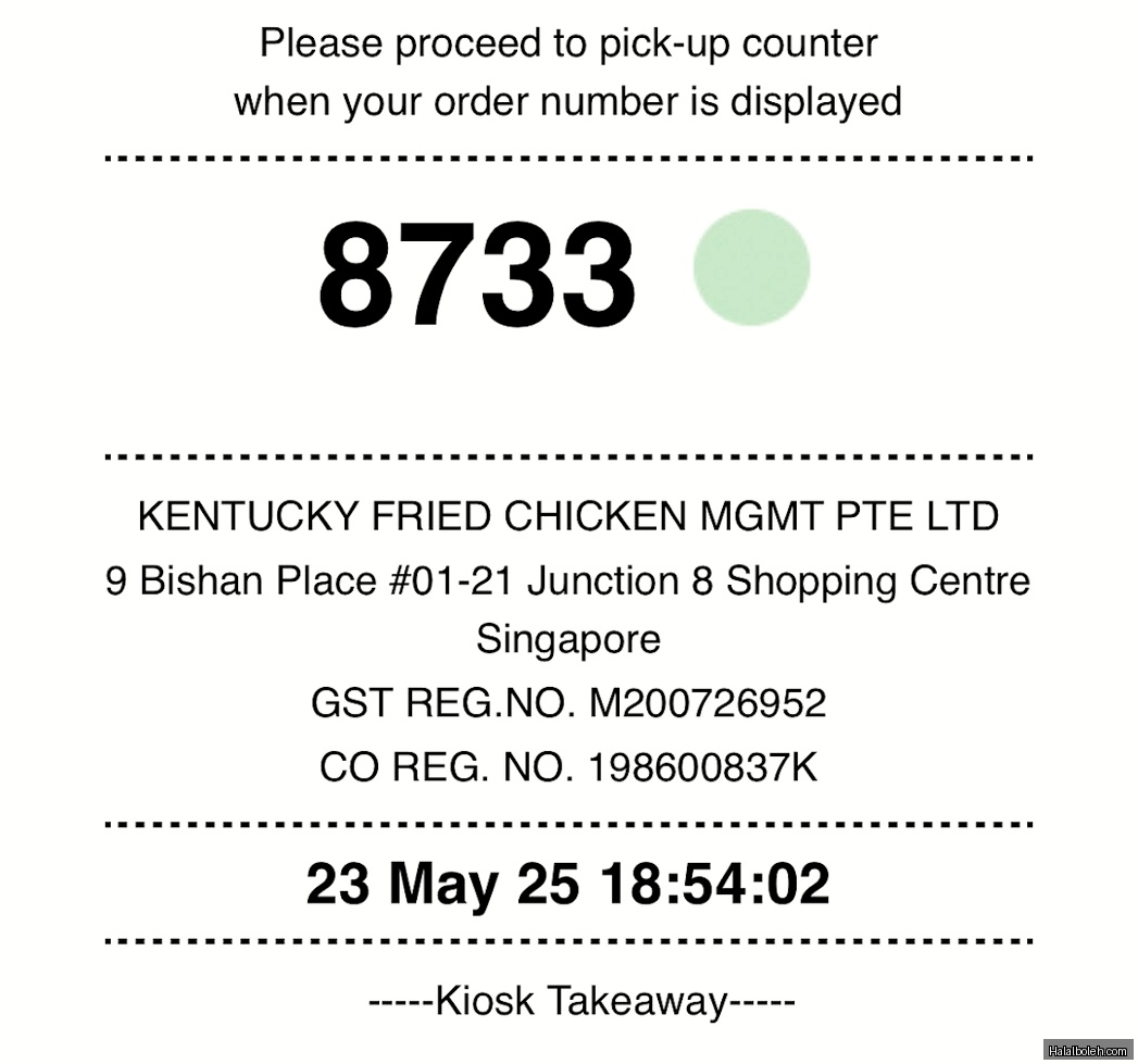 KFC - menu