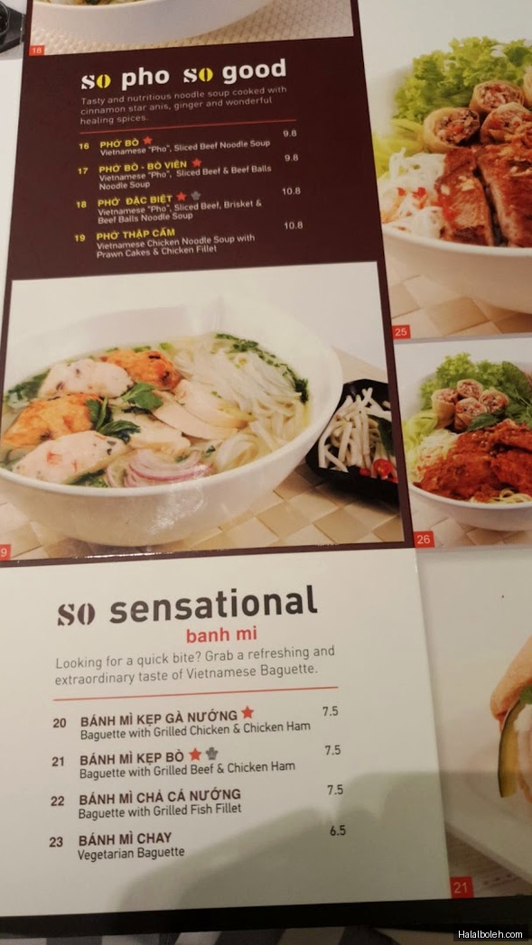 So Pho - menu