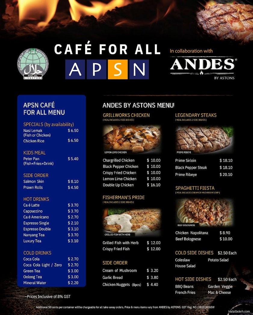 APSN Cafe for All - menu