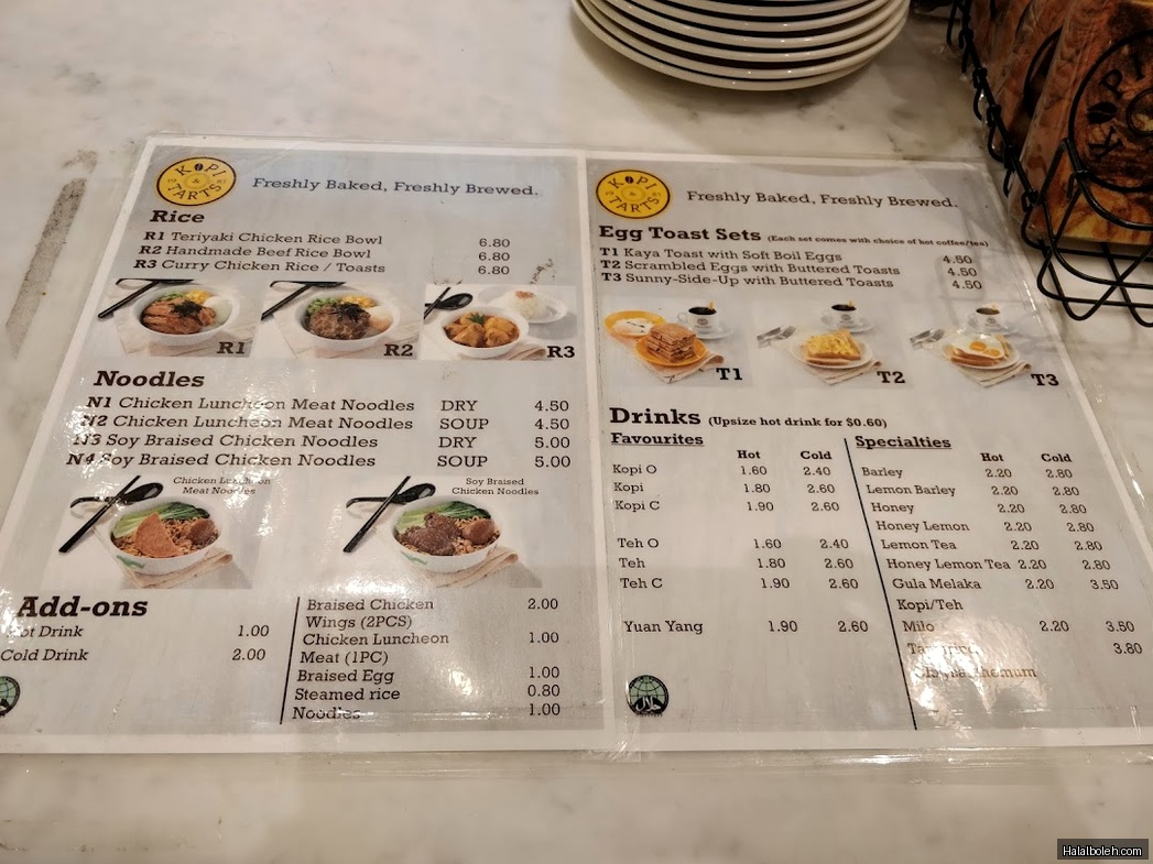 Kopi & Tarts - menu
