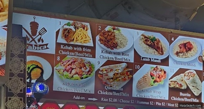 Arabica Kebab - menu