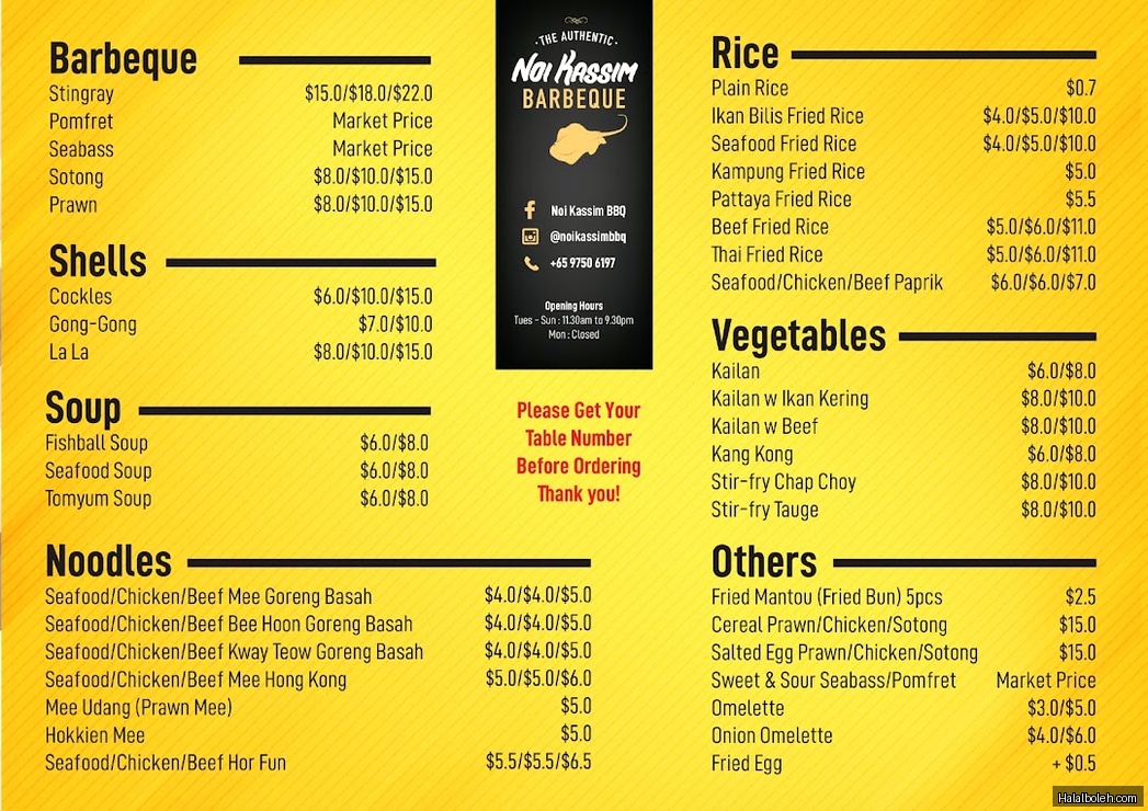 NOI Kassim BBQ - menu