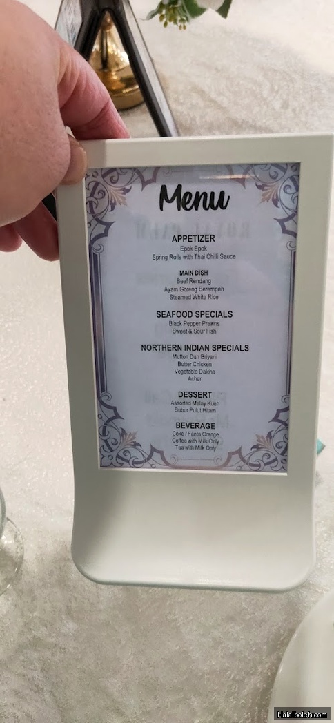 Royal Palm at 1 Orchid Club Road - Menu