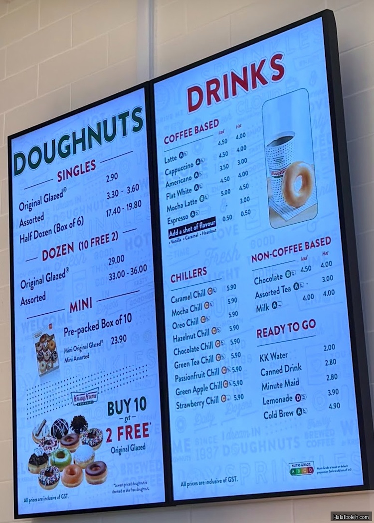 Krispy Kreme - menu