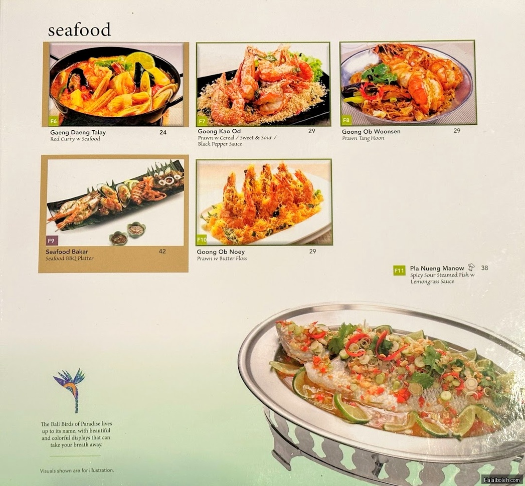 Bali Thai - menu
