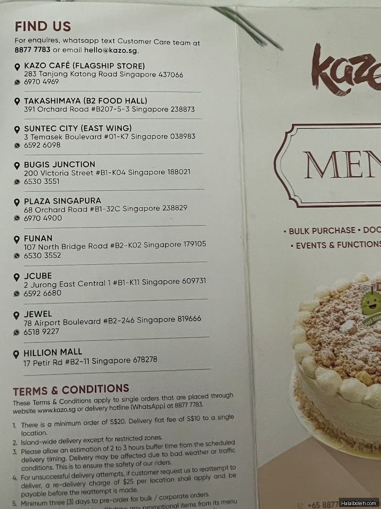 Kazo - menu