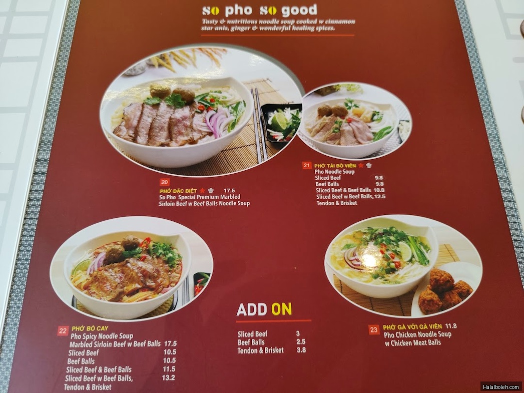 So Pho - menu