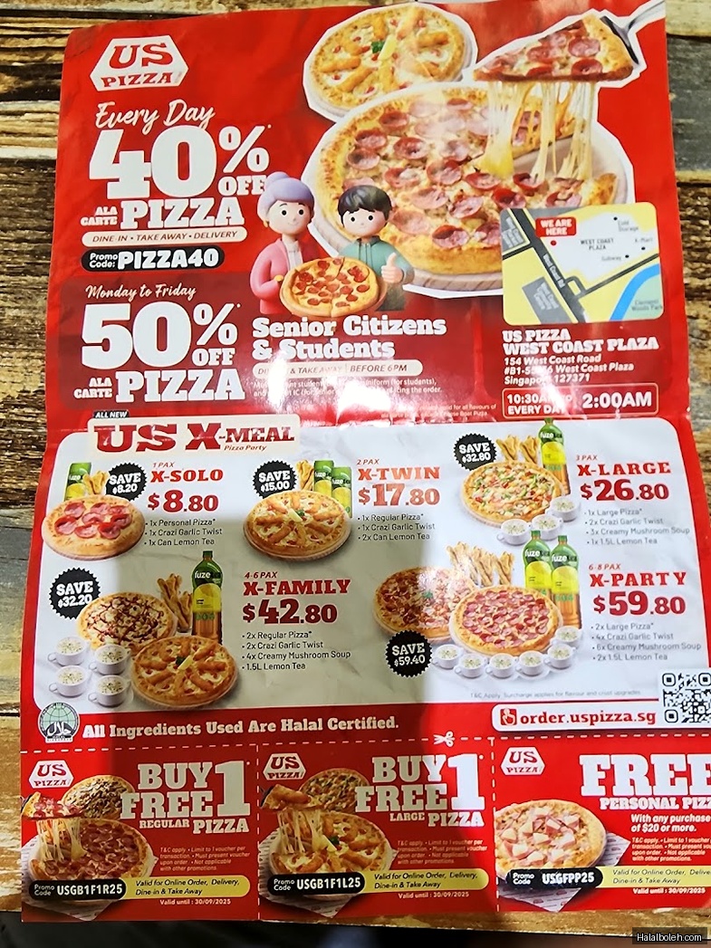US Pizza - menu