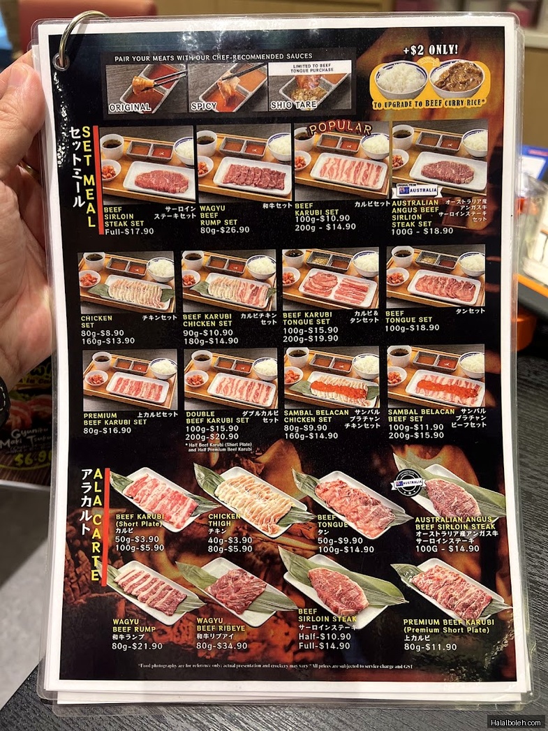 Yakiniku Shokudo - menu