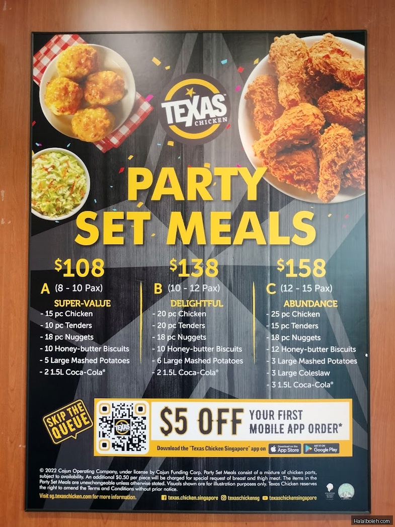 Texas Chicken - menu