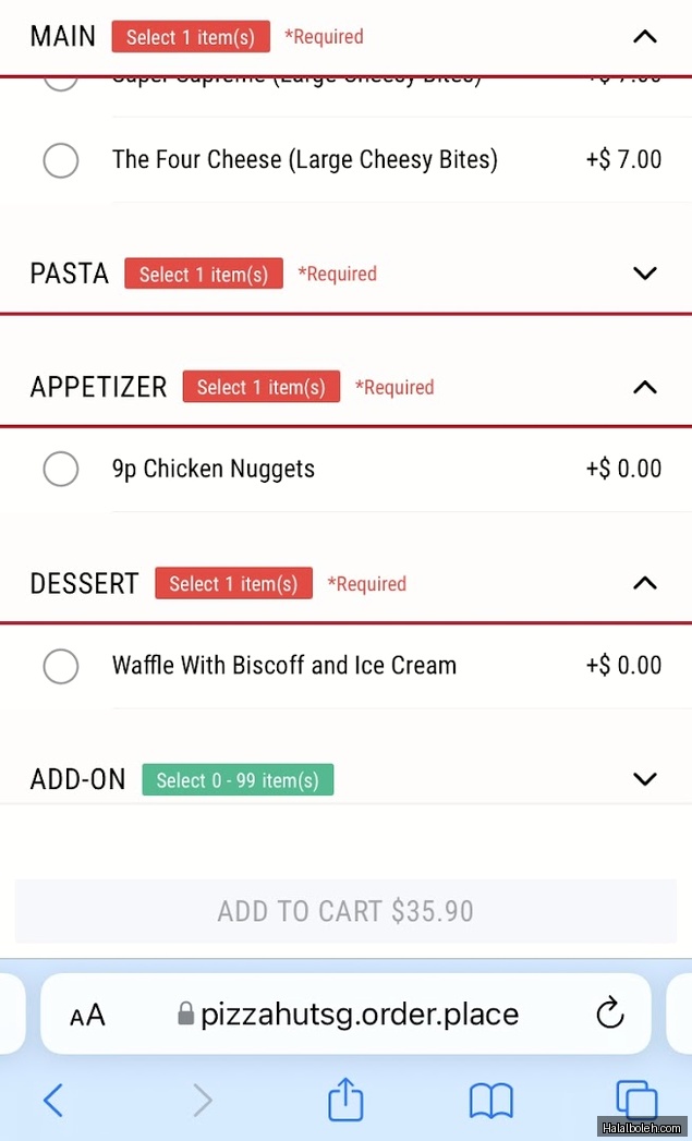 Pizza Hut - menu