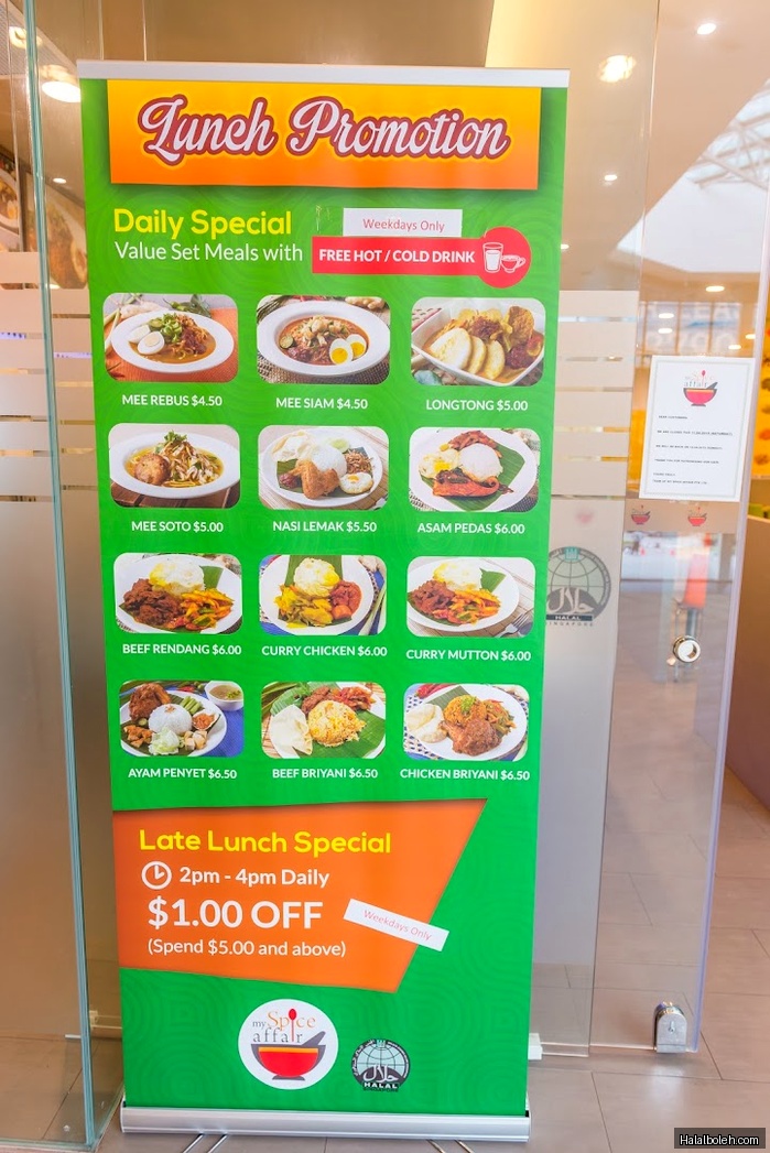 My Spice Affair - menu