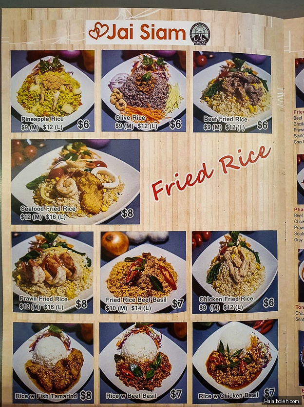 Jai Siam - menu