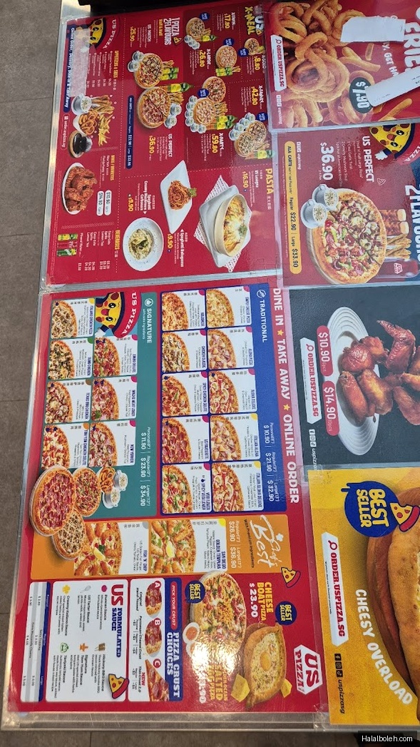 US Pizza - menu