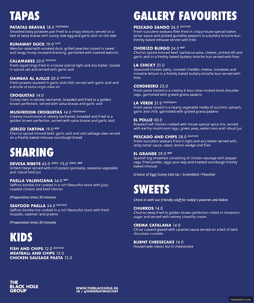 The Great Mischief - menu